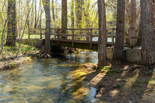Footbridge crossing stream off the Yakima River