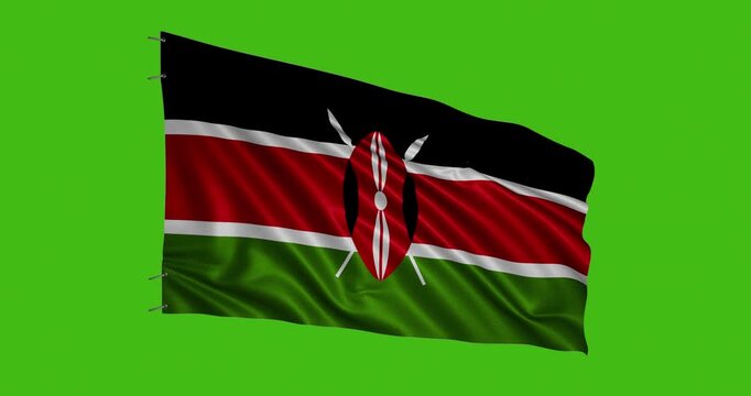 Kenya flag waving in the wind with clear background
