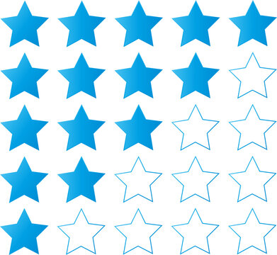 Ensemble d'ic&ocirc;nes d'&eacute;valuation de une &agrave; cinq &eacute;toiles bleues sur fond transparent &ndash; Collection de notation et d'avis client