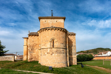 Exterior view of the semicircular apse and east side of the Church of San Lorenzo in Zorita del Paramo, Palencia, Castilla y Leon, Spain, featuring late Romanesque architecture from the late 12th © Nandi Estévez