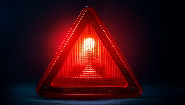 a red warning light with a triangle symbol glows brightly in a dark background