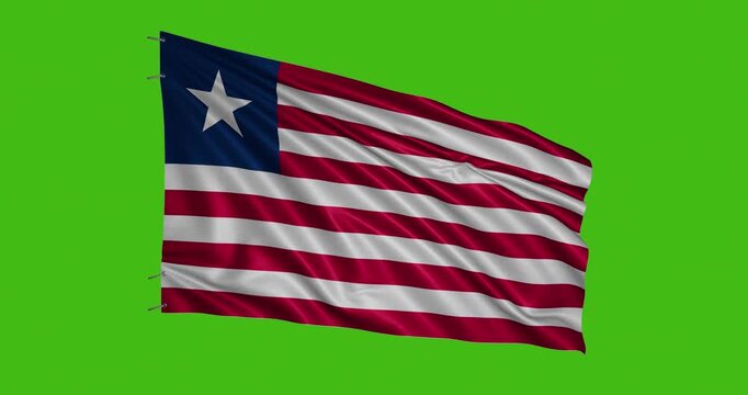 Liberian flag waving in green background
