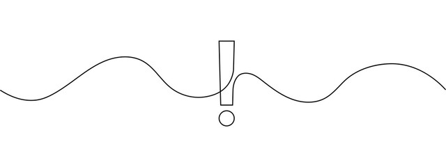 Obraz premium Exclamation mark symbol made with a single continuous black line wave