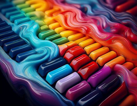 abstract colorful paino keyboard as wallpaper background