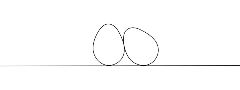 Two simple egg shapes drawn with a single continuous black line