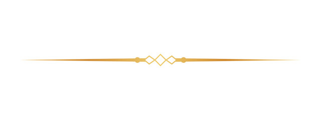 Elegant golden line divider with geometric diamond shapes for luxury text decoration and borders © Risad