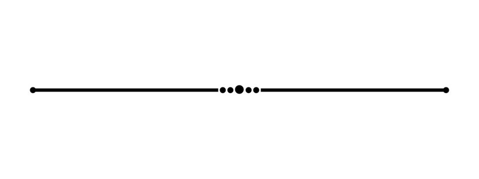 Simple black horizontal line divider with elegant dots for text separation and graphic design