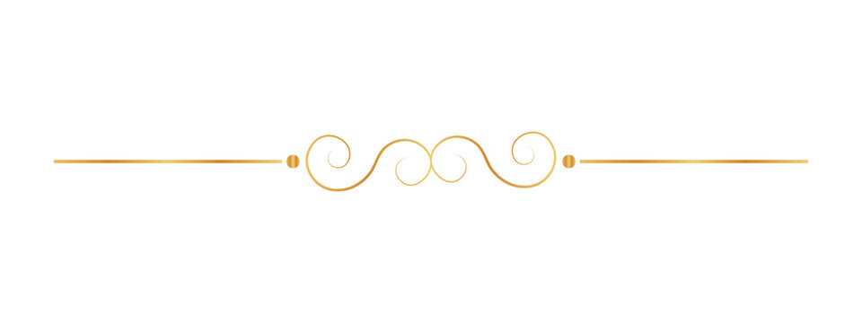 Elegant gold swirl divider line for luxury wedding invitation and elegant document decoration