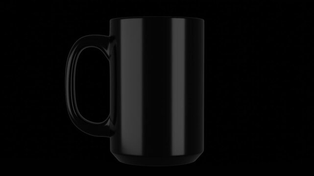 15 oz black Rotating Mug Video Mockup on Transparent Background