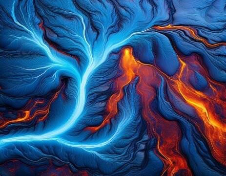 azure lava flow abstract texture ethereal beauty vibrant hues otherworldly tapestry