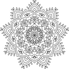 Vector Hand Drawn Mandala Background Black And White  © Naruedee