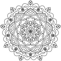 Vector Hand Drawn Mandala Background Black And White  © Naruedee