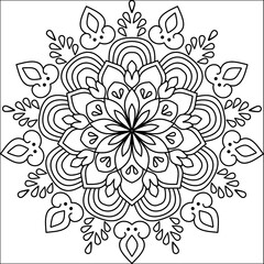 Vector Hand Drawn Mandala Background Black And White  © Naruedee