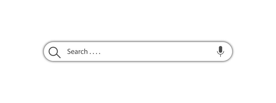 Search bar interface element with magnifying glass icon and voice search microphone symbol
