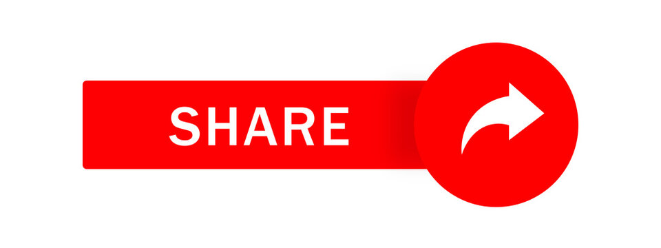 Red share button icon with forward arrow symbol for social media and website interface design