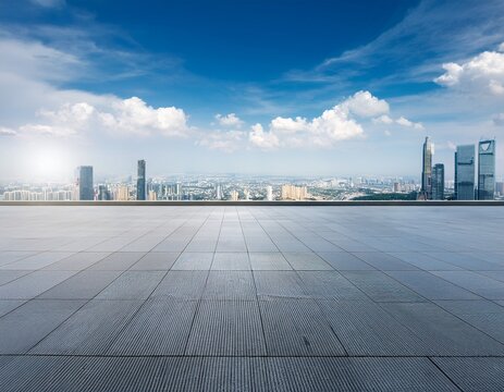 concrete floor or slab empty space or area at outdoor include modern building exterior of showroom shop or store background design with sky urban city for display auto car automobile automotive