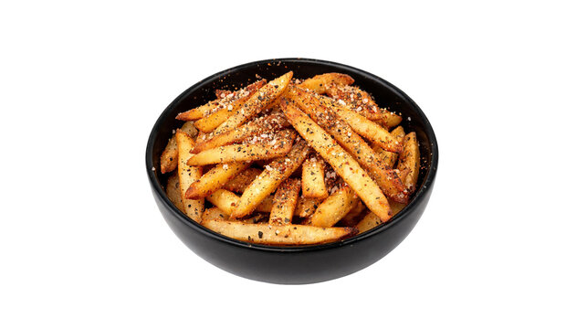 Seasoned french fries, crispy potato fries, spicy fries bowl, fast food snack, fried potatoes, tasty potato wedges, salty snack, potato chips, fast food meal, seasoned potatoes, crunchy fries snack.