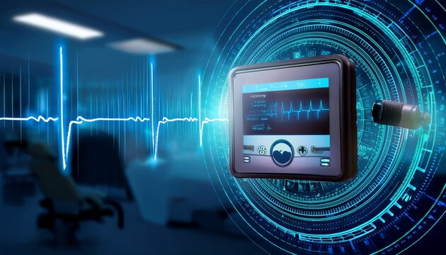 vital signs monitor with glowing heart rate sensor pulse concept for modern medical gadgets and tools