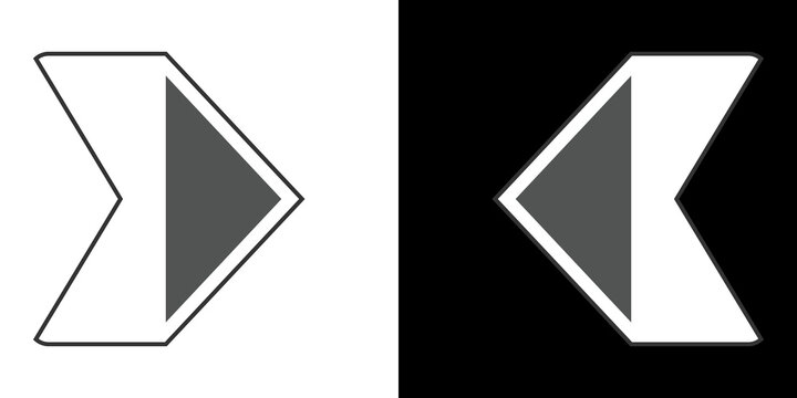 Minimalist arrow icons pointing left and right in black and white styles