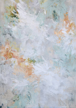 Delicate Abstract Painting with Pastel Textures and Feathery Brush Strokes