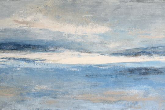 Abstract Mountain and Sea Landscape with Blue and Earthy Textures