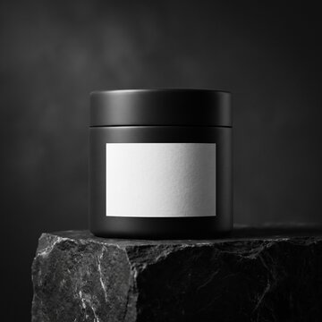 Premium matte black cosmetic cream jar mockup