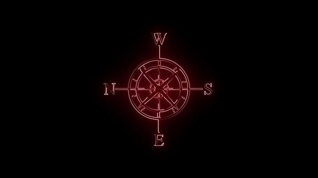 Compass icon animated.Compass line icon on the Alpha Channel.Directional compass icon illustration Animation video.