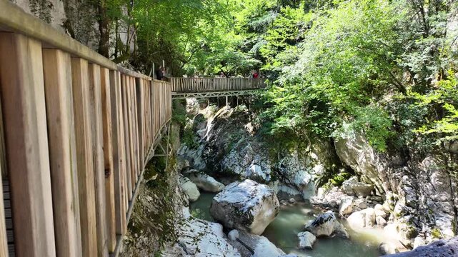 A view from Horma Canyon in Pinarbasi, Kastamonu, Turkey. This canyon can be easily traversed by tourists via a 3 km walking trail.