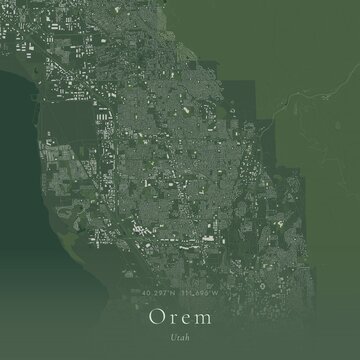 Sage Green Map of Orem, United States | Modern Scandinavian Wall Art