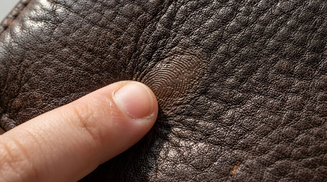 Wallet Security Concept as Child Fingertip Presses Wallet Surface, Showing Protection, Parental Control, and Safe Financial Management for Business