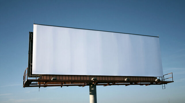 Blank Billboard Mockup Against Clear Blue Sky for Advertising