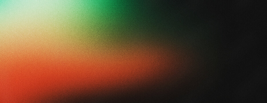 Dark noisy background with vibrant red green abstract glowing color gradient blur on black backdrop for header poster cover banner design