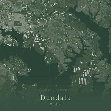 Sage Green Map of Dundalk, United States | Modern Scandinavian Wall Art