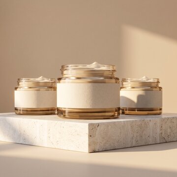 Luxury cosmetic cream jar collection mockup