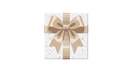 Obraz premium Elegant gift box with a large beige bow and striped wrapping paper
