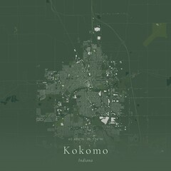 Obraz premium Sage Green Map of Kokomo, United States | Modern Scandinavian Wall Art