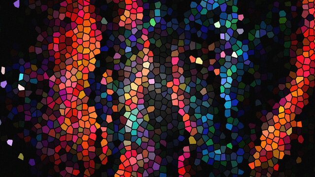 Stained glass mosaic pattern featuring vibrant colors found in North America arts.