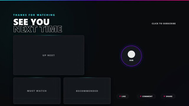 Professional Social Media Video End Screen Template with Subscribe Button and Recommended Placeholders for Creators