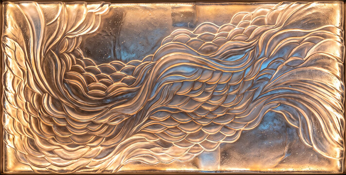 glass bas relief abstract wavy pattern window
