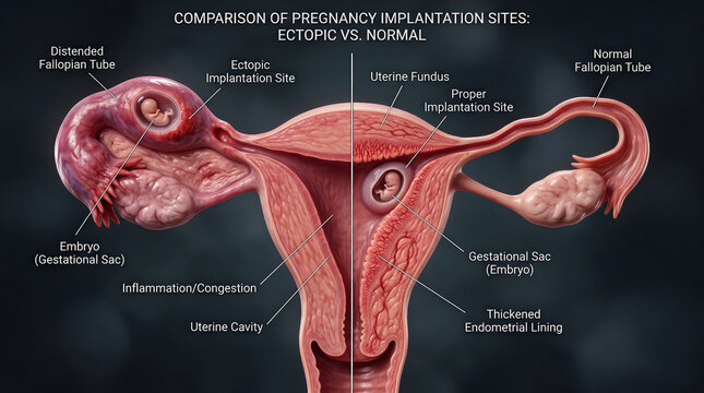 Ectopic vs Normal Pregnancy Implantation