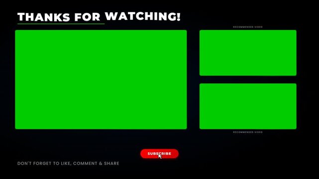 YouTube Outro Thanks for Watching End Card with Green Screen Placeholders