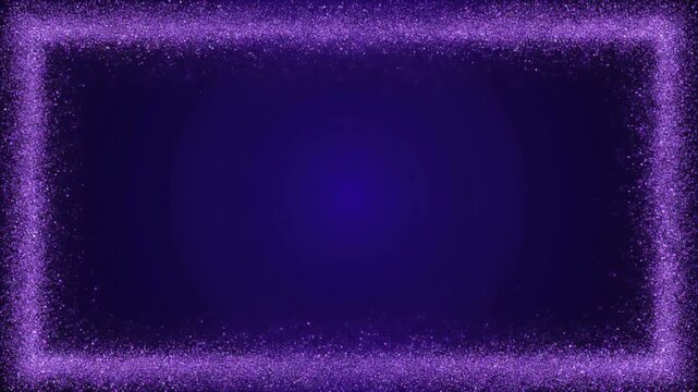 青紫の背景の四辺をすみれ色の粒子が縁取り中央がほのかに発光する祝賀用フレーム