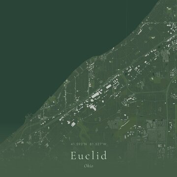 Sage Green Map of Euclid, United States | Modern Scandinavian Wall Art