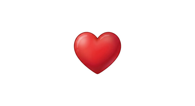 Glossy 3D red heart icon for love and emotion