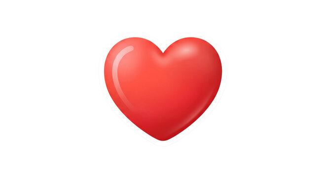 Red heart sticker icon with white border for romance