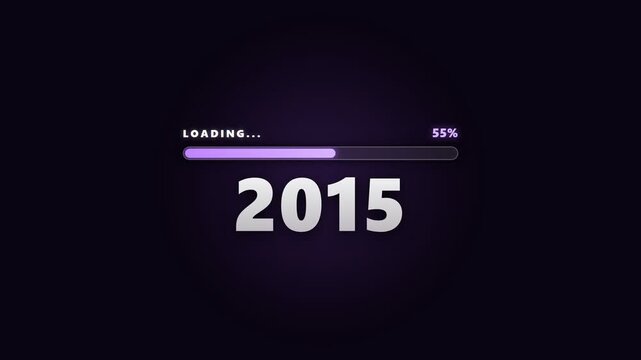 Purple loading bar animation counting through years 2003 to 2027