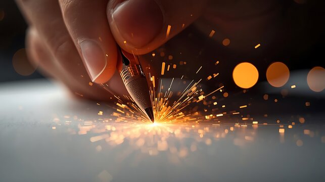 Sparking Creativity: Pencil Igniting Brilliant Ideas with a Burst of Light