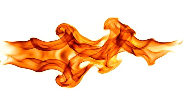 A vibrant abstract artistic flame plume with flowing orange and yellow energy on white background.