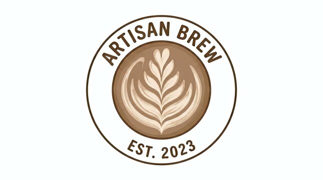Round vintage coffee seal logo with latte art.