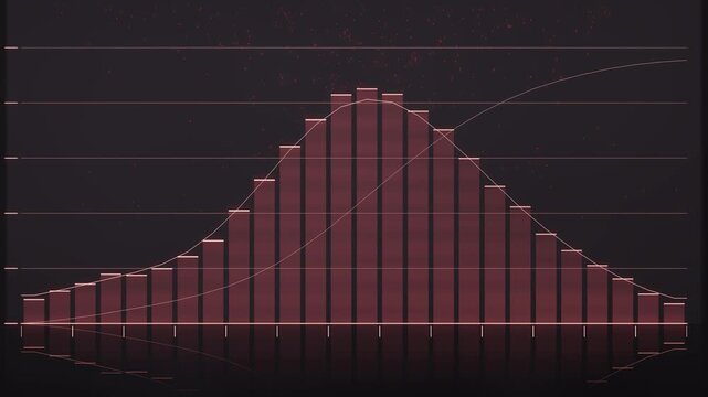 Animated Histogram Of A Frequency Distribution Morphing Between Normal Bimodal And Skewed Shapes, Seamless Loop in rich crimson tones